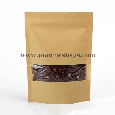 Custom heat sealed stand up mylar zipper doypack food packaging kraft paper ziplock bag with window