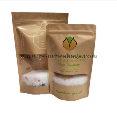 products sachet manufacturer for food packaging kraft paper flat bottom kraft paper pouch with window