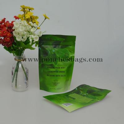 Green Rice Paper Backed Stand Up Pouches 