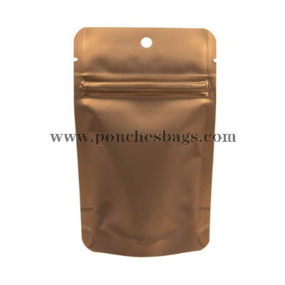 Custom  Bronze Metallized Zipper Pouch Bags with Hang Hole