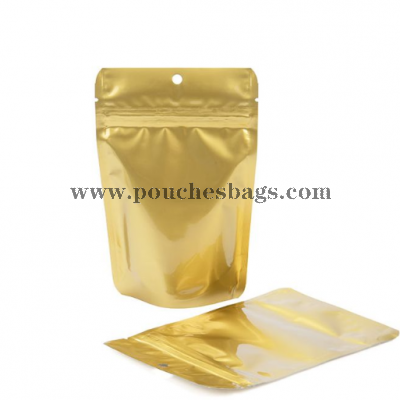 Gold Metallized Stand Up Zipper Pouch with Hang Hole 