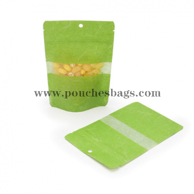 Green Rice Paper Stand Up Pouch with Hang Hole