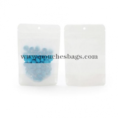 White Rice Paper Stand Up Zipper Pouch with Hang Hole