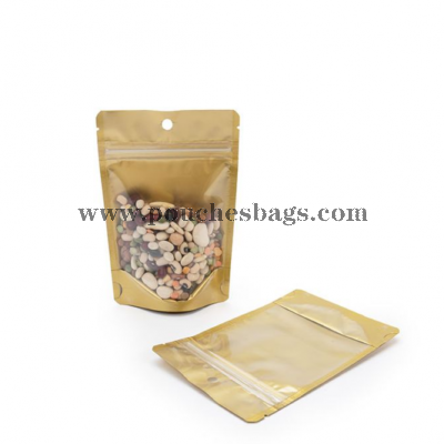 Gold Backed Stand Up Zipper Pouch with Hang Hole