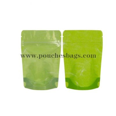 Green rice paper back with clear front zipper pouch