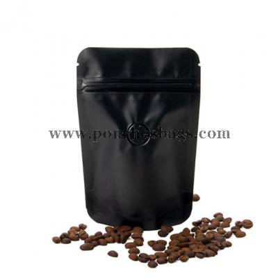 Matte Black Metallized Stand Up Pouch w/ Valve