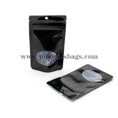 black barrier pouch with oval window