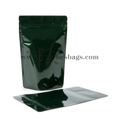 Hunter Green Metallized Stand Up Zipper Pouch Bags