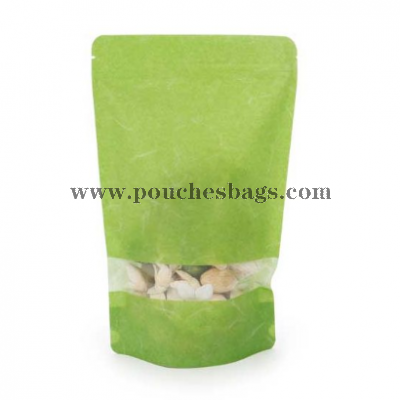 Green Rice Paper Backed Stand Up Zipper Pouch