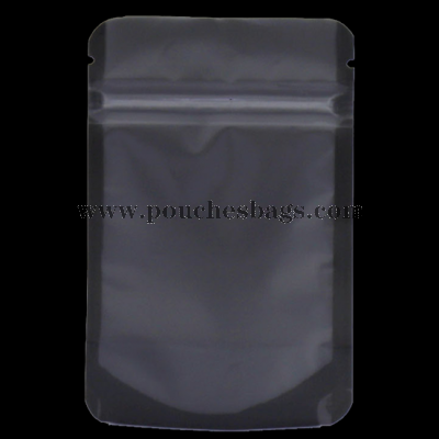 Black matte stand up pouch with ziplock attached