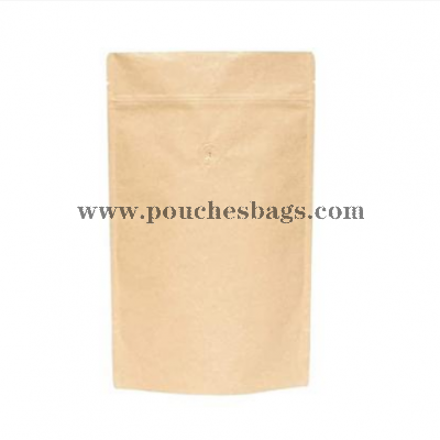 Brown Kraft paper stand up zipper pouch with coffee valve