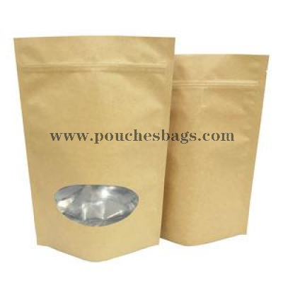 Brown kraft paper Aluminum Foil Bags with window