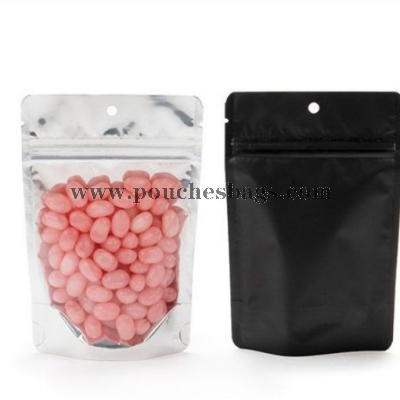 Black printing Aluminum Stand up pouch with ziplock for food