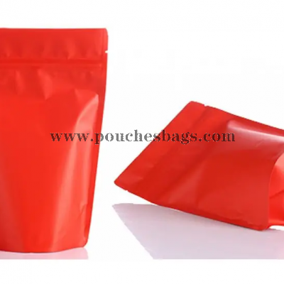 Stand up ziplock pouch with red printing