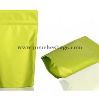 stand up ziplock pouch with green printing