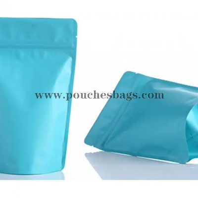 stand up ziplock pouch with blue printing