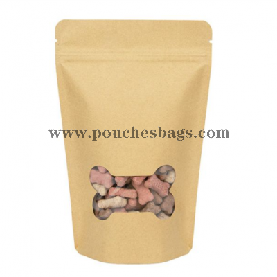 Brown Kraft paper stand up pouches with Windows