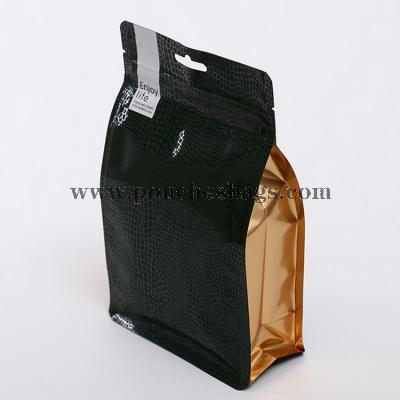 stand up flat bottom pouch with pocket zipper for coffee