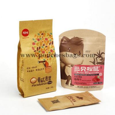 2lb printed brown kraft paper stand up pouch with ziplock