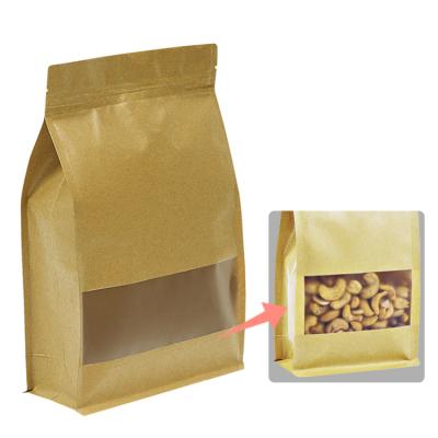 In Stock Packaging Bags Environmentally friendly  100% biodegradable kraft paper window and eight-side sealing food packaging bag