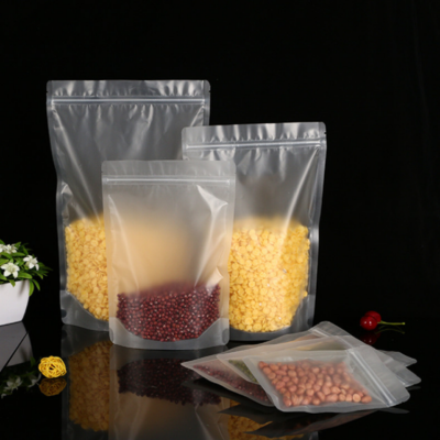 In Stock Packaging Bags Blank transparent packaging bag pe matte ziplock bag doy pack zipper matte bag for food