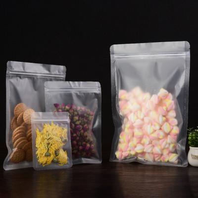 In Stock Packaging Bags 3 side seal bag Frosted lamination Bottomless Transparent Self-sealing storage bag for food nut with Zipper