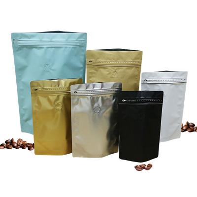 Hot Sale In Stock  Multi-specification Food Plastic Packaging Bag Standing Up Side Zipper Coffee Bags With Air Valve